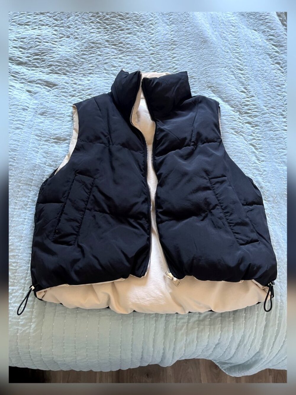 Bershka Cream Black Puffer Jacket M